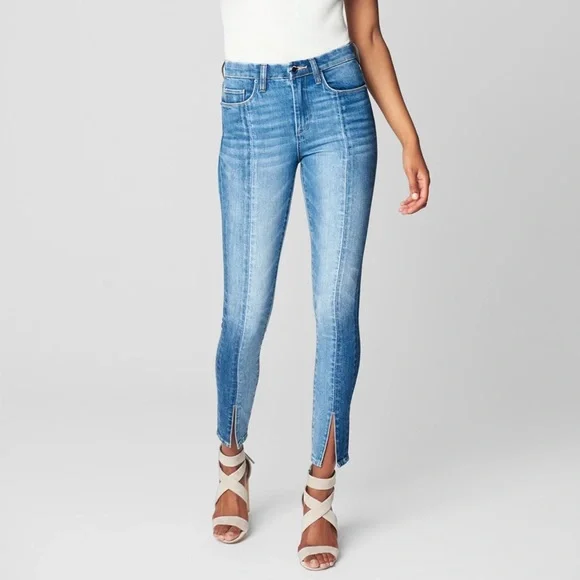 BLANK NYC Women’s Size 27 R Santa Fe Bond Midrise Split Hem Skinny Blue Jeans - Picture 1 of 16